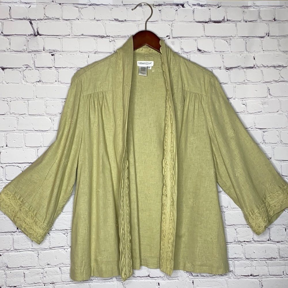 ColdWater Creek Linen Blend Open Lace Jacket M‎